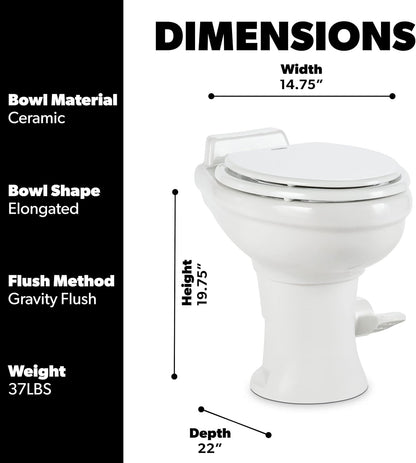 320 Series Standard Height RV Toilet - White