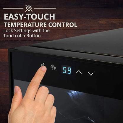 18 Bottle Compressor Wine Cooler Refrigerator w/Lock, Large Freestanding Wine Cellar For Red, White, Champagne or Sparkling Wine, 41f-64f Digital Temperature Control Fridge Glass Door Black