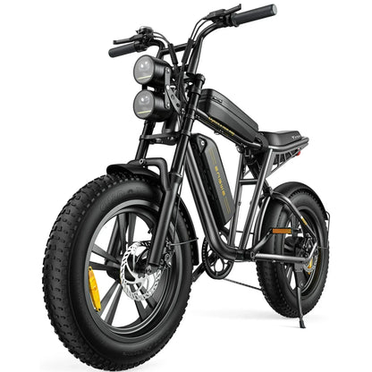 1000W Electric Bike for Adults, Retro-Style, 28mph, 94 Miles Range, 20 Fat Tires, Full Suspension, UL Certified