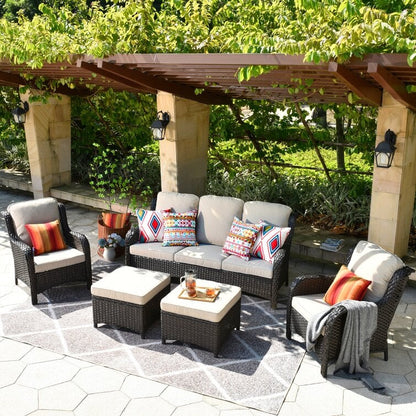 Latimer Wicker/Rattan 5 - Person Seating Group with Cushions