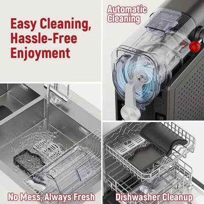 Slushie Machine: No Ice Needed All-in-One Slushy Maker for Home, Real-Time Temp Display, Auto-Clean, 6 Preset | Frozen Margaritas, Cocktails, Frappés, Ice Cream, Smoothies, Milkshakes,Summer Parties