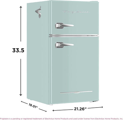 Frigidaire Retro Mini Fridge with Freezer & Side Bottle Opener-Small 2 Door Refrigerator for Office Bar or College Dorm Room-3.1 Cu Ft – 19”"D x 20.5" W x 33.5" H