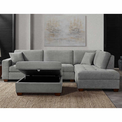 Thomasville Miles Fabric Sectional with Storage Ottoman