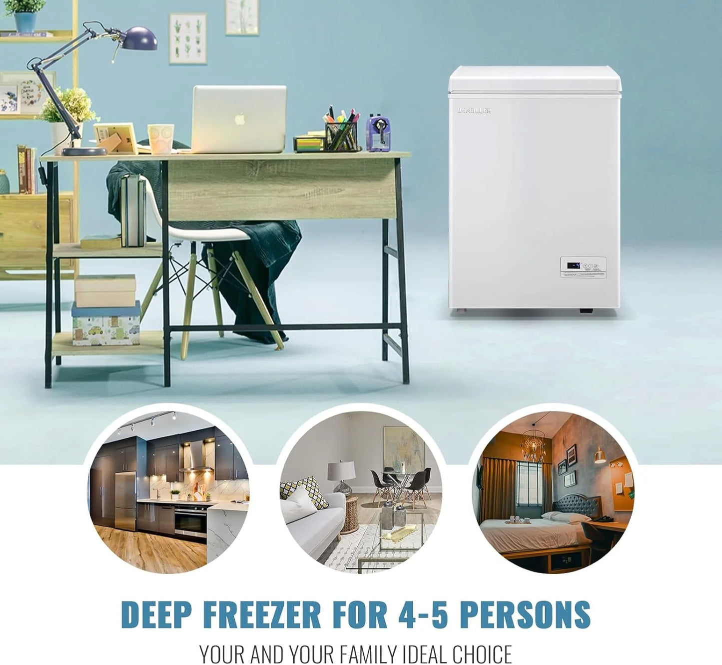 Chest Freezer 5.0Cubic Feet Deep Freezer Freestanding Freezers with 2 Removable Stainless Steel Basket, Mini Freezer Top Open Door Compact Freezer with Electronic Control 41℉ to -15℉BLACK