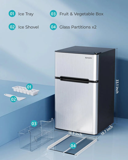 3.2 Cu.Ft Mini Fridge with Freezer �� 2-Door Compact Refrigerator for Bedroom, Dorm, Office or Apartment, Silver3.2 Cu.Ft Mini Fridge with Freezer �� 2-Door Compact Refrigerator for Bedroom, Dorm, Office or Apartment, Silver