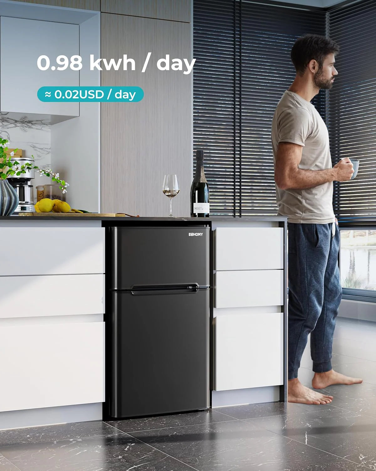 3.2 Cu.Ft Mini Fridge with Freezer �� 2-Door Compact Refrigerator for Bedroom, Dorm, Office or Apartment, Silver3.2 Cu.Ft Mini Fridge with Freezer �� 2-Door Compact Refrigerator for Bedroom, Dorm, Office or Apartment, Silver