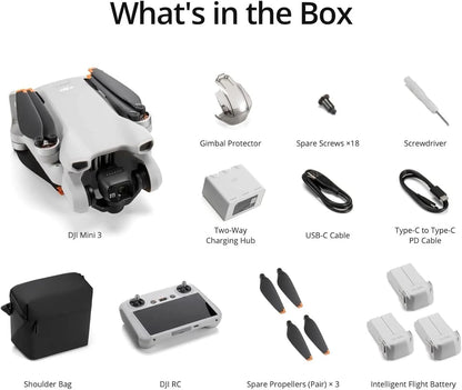 DJI Mini 3, Drones with Camera for Adults 4K, 38-min Flight Time, up to 32800ft (10km) Video Transmission, True Vertical Shooting, GPS Auto Return Integrated, Mini Drone with Camera for Beginners