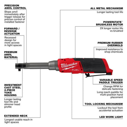 2568-20-2569-20 M12 FUEL 12V Lithium-Ion 1/4 in. Extended Reach High Speed Ratchet w/3/8 in. Extended Reach High Speed Cordless Ratchet