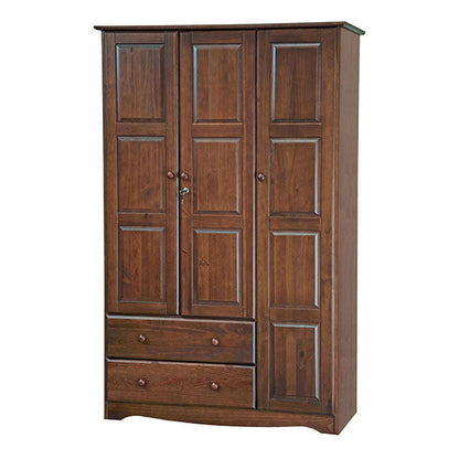 100% Solid Wood Grand Wardrobe Armoire - Mocha